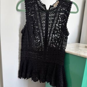 Elegant Black Lace Sleeveless Top by Rebecca Taylor